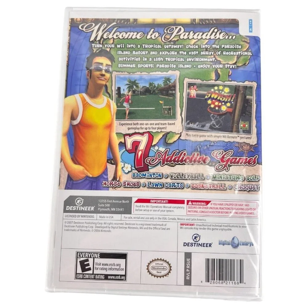 Nintendo Wii Game Summer Sports Paradise Island 2007 New Sealed 7‎ Games